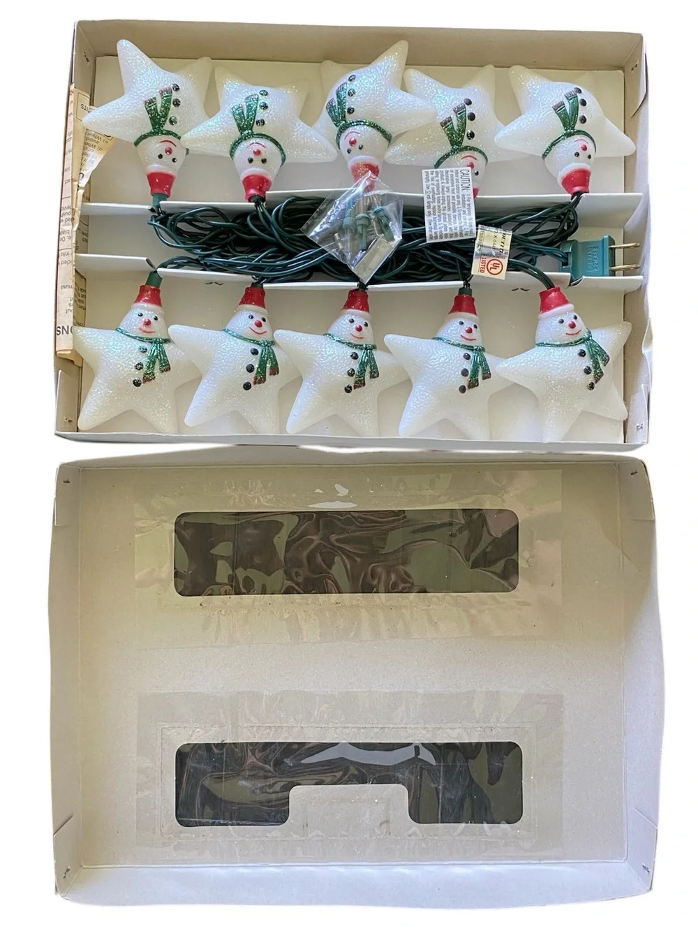 Vintage Snowman Star Blow Mold String Lights 10 Lights Kurt Adler Tested Works